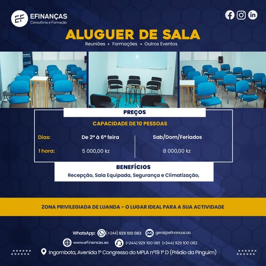 *ALUGUE SALA PARA OS SEUS EVENTOS NA ZONA PRIVILEGIADA DE LUANDA
