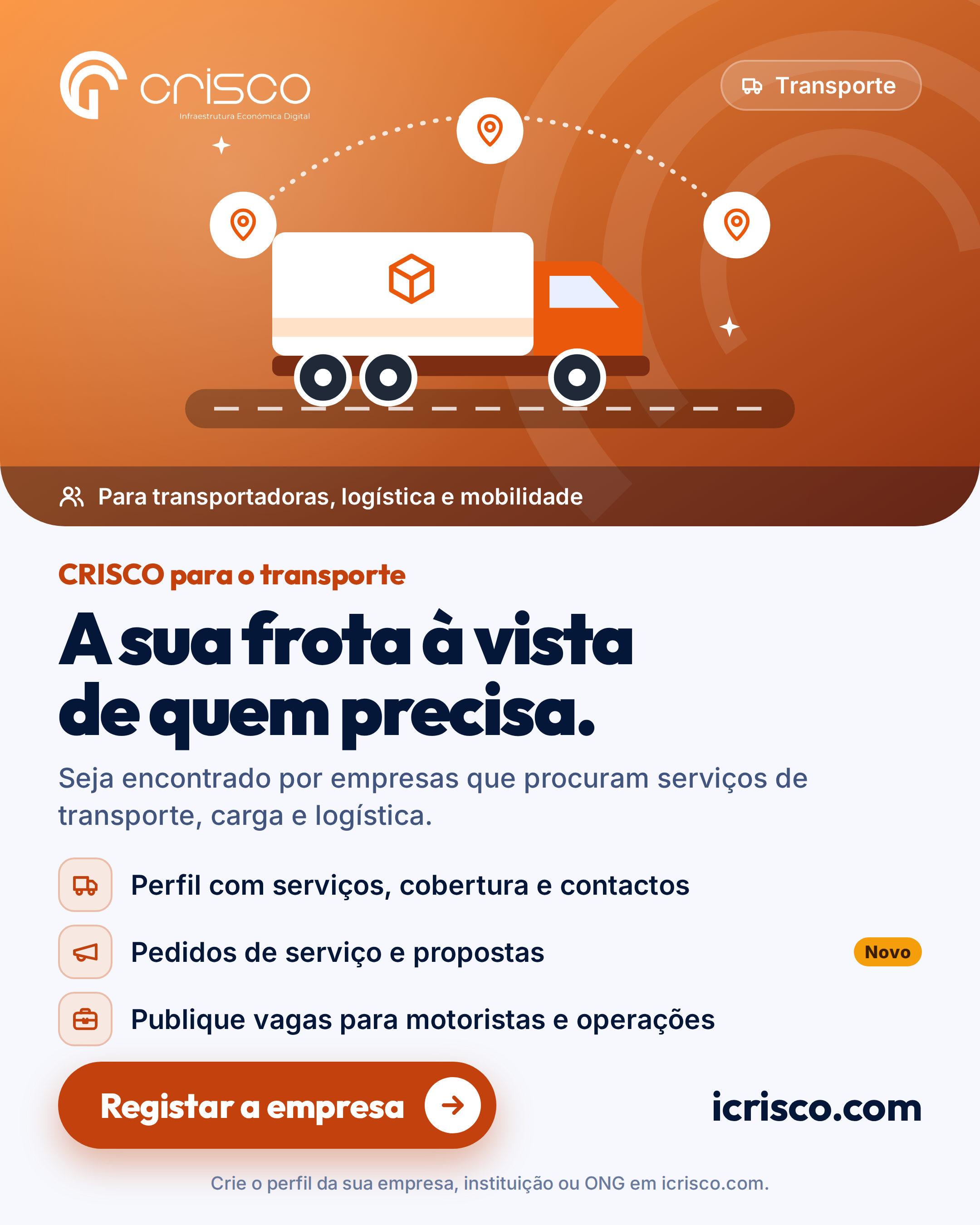Empresas, instituições, produtos, serviços e oportunidades.