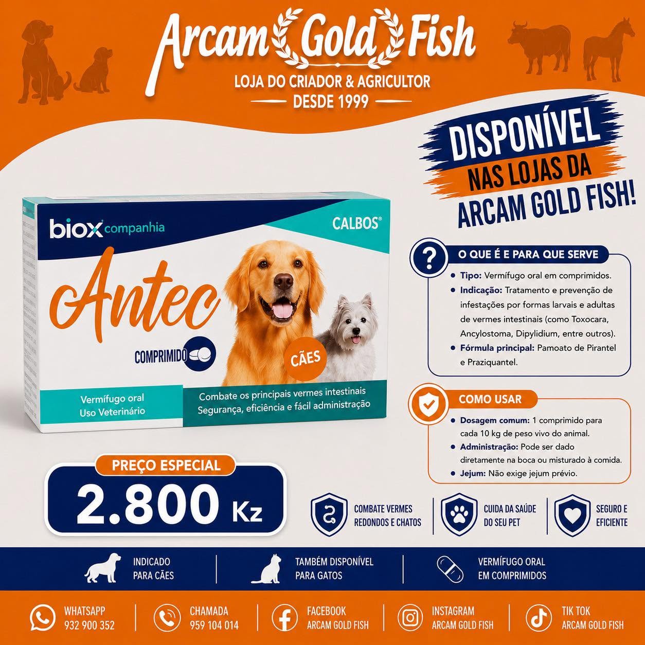 Antec Vermífugo Oral para Cães e Gatos — Comprimidos