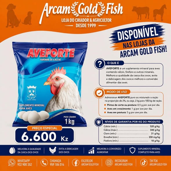 Aveforte — Farinha de Cálcio para Aves